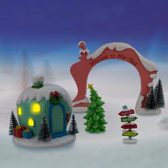 Dr. Seuss The Grinch Christmas Who-Ville Village 4 Piece Light & Sound 2025 NIB - Picture 3 of 4